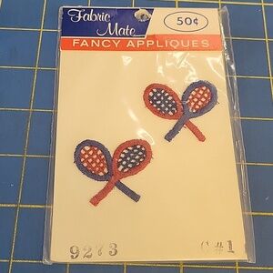 Vintage Sew On Appliques Tennis Design Set of 2 New